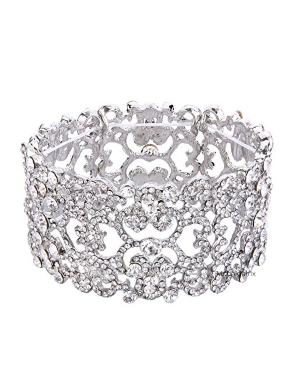 Vintage Art Deco Crystal Stretch Bracelet, Wedding Jewelry